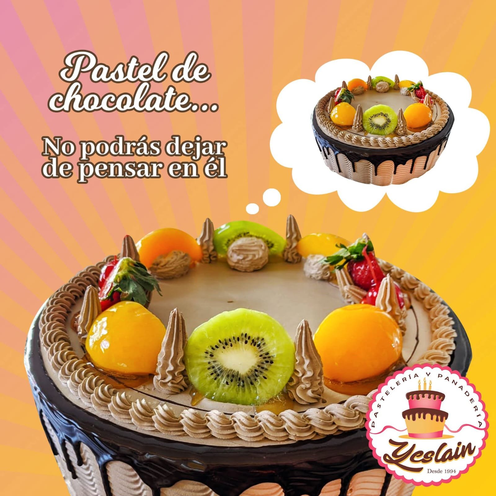 Pastel chocolate con fruta